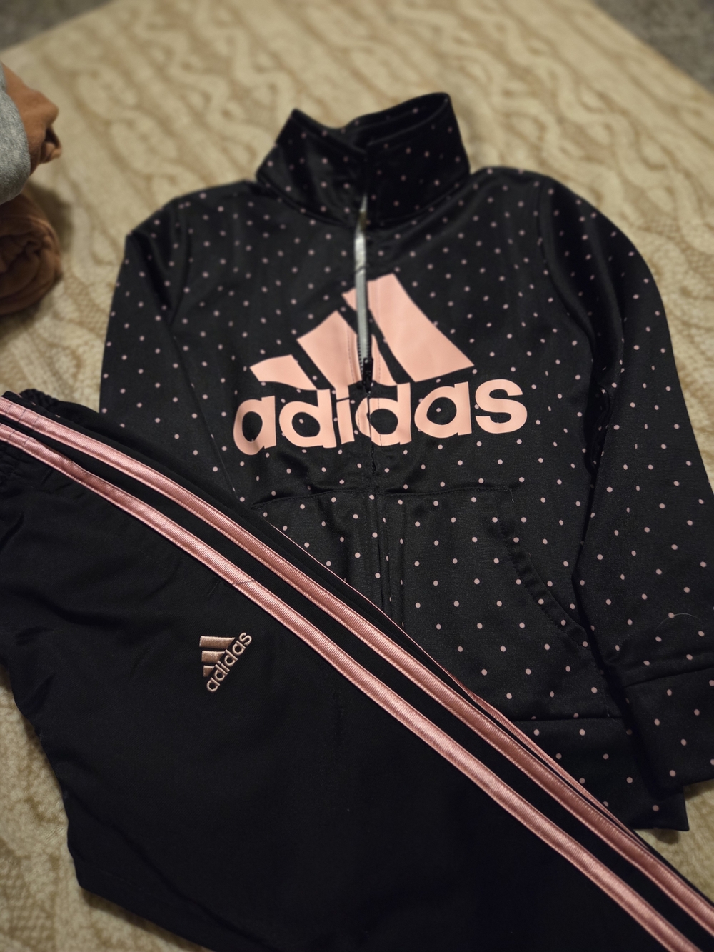 Adidas Black & Pink Logo Track Jacket and Pants Set